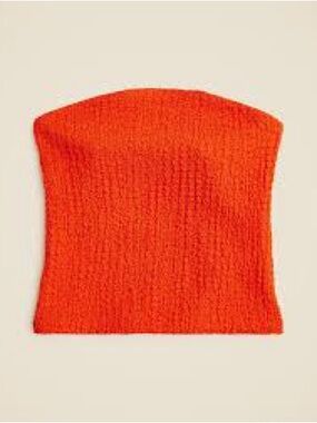J Crew bubble knit smocked tube top Aperitif Red S